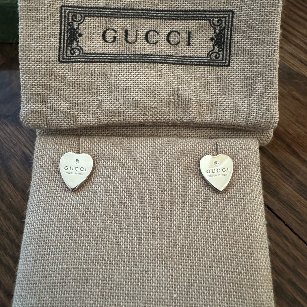 Gucci Trademark Silver Heart Earrings